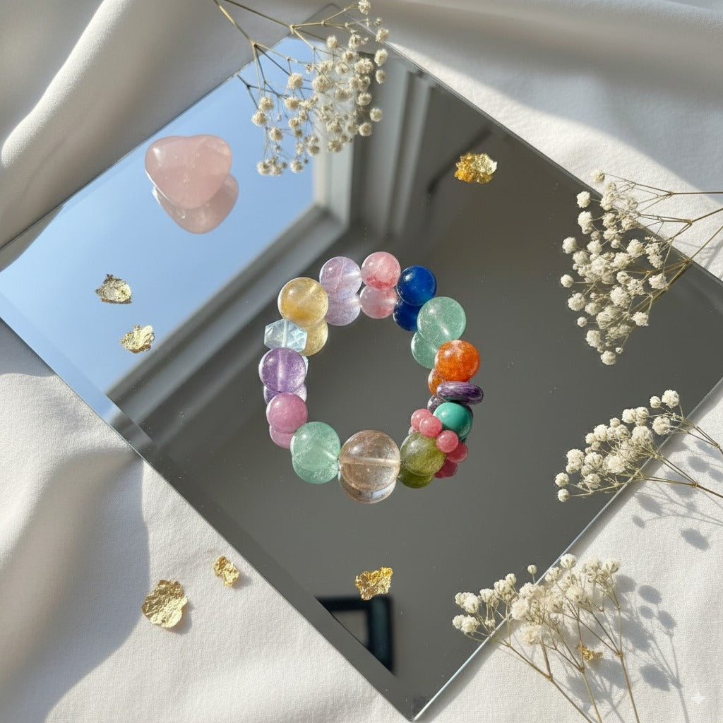 Dopamine Delight: Rainbow Gemstone Crystal Bracelet