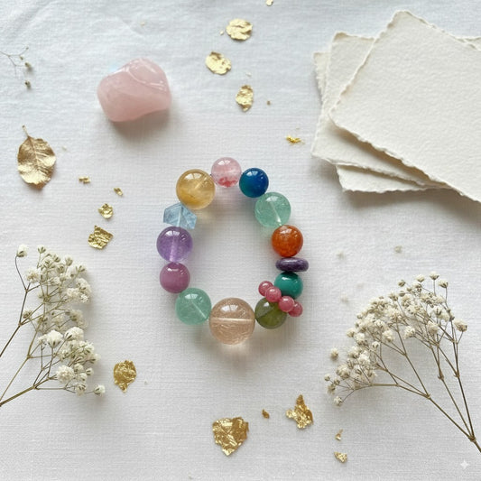 Dopamine Delight: Rainbow Gemstone Crystal Bracelet