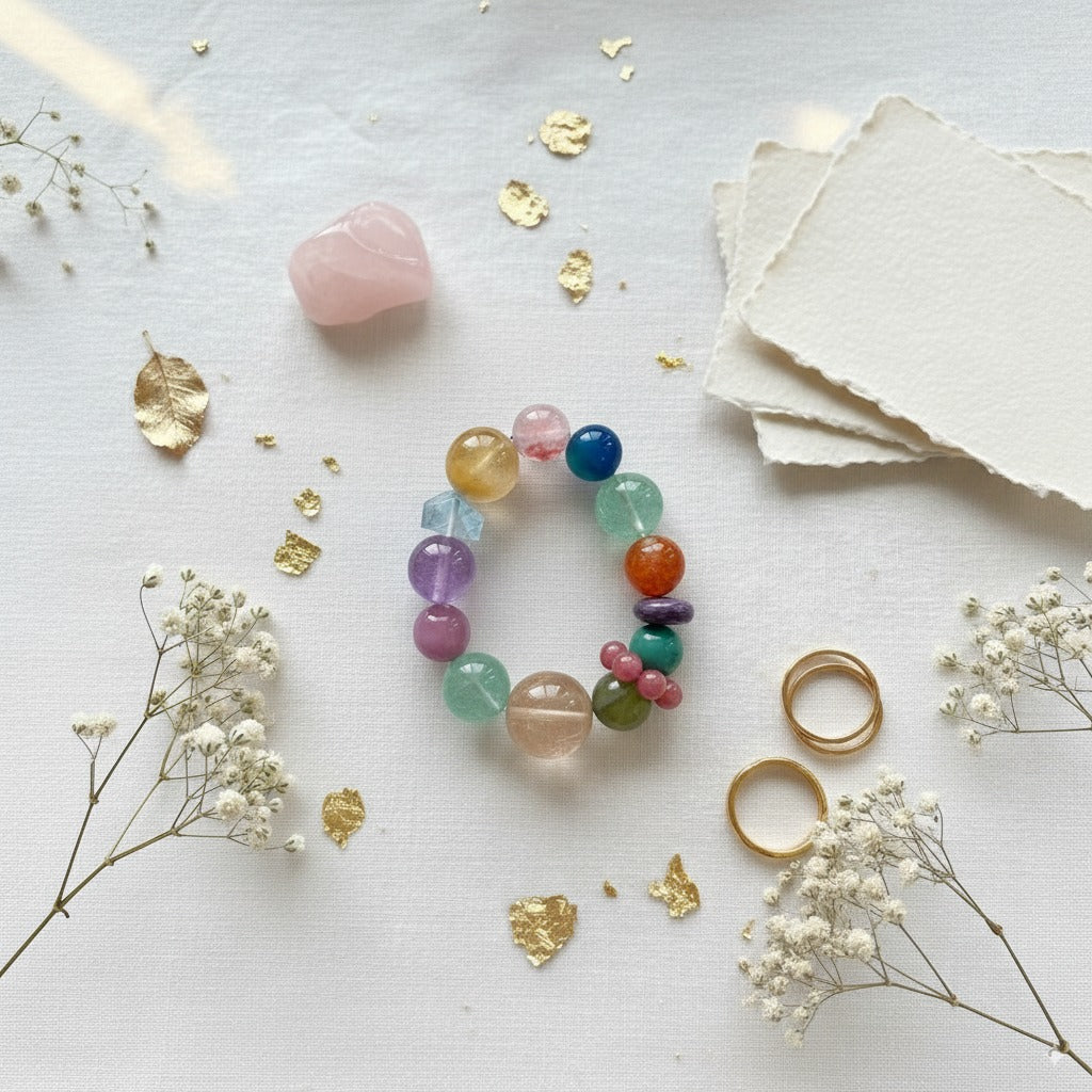 Dopamine Delight: Rainbow Gemstone Crystal Bracelet