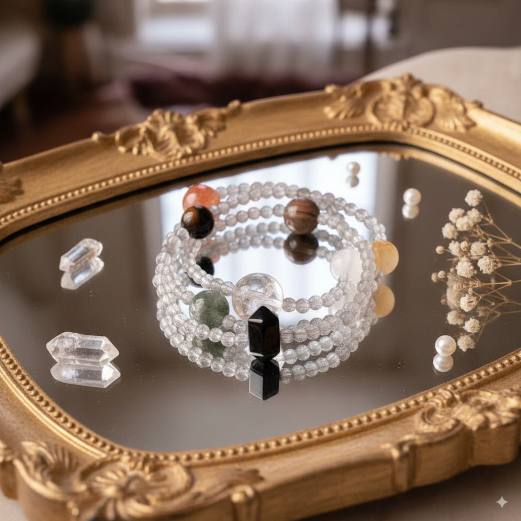 Handmade Crystal Energy Bracelet: Five Element Design for Well-being & Abundance