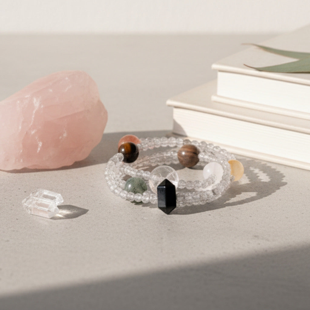 Handmade Crystal Energy Bracelet: Five Element Design for Well-being & Abundance