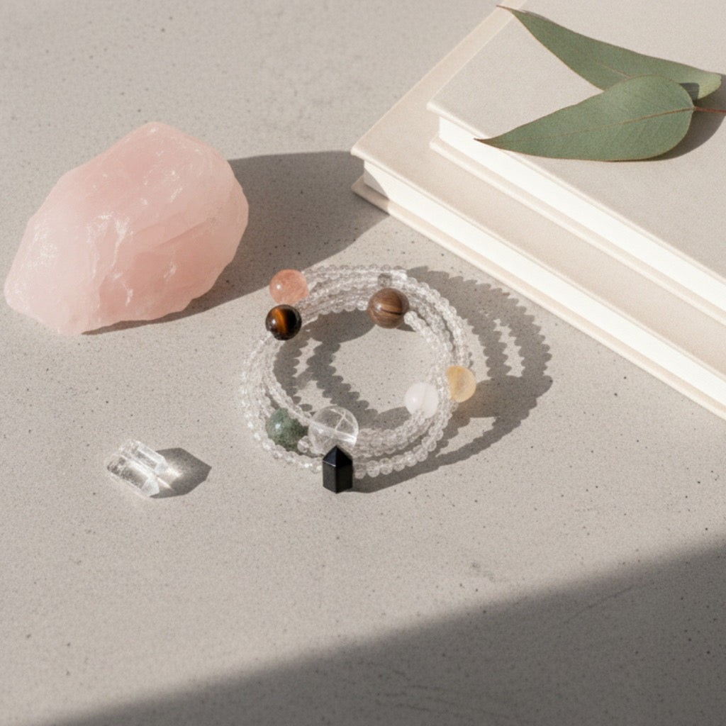 Handmade Crystal Energy Bracelet: Five Element Design for Well-being & Abundance