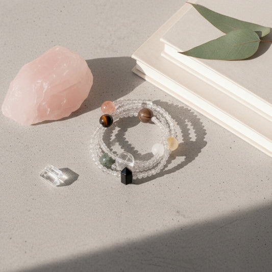 Handmade Crystal Energy Bracelet: Five Element Design for Well-being & Abundance